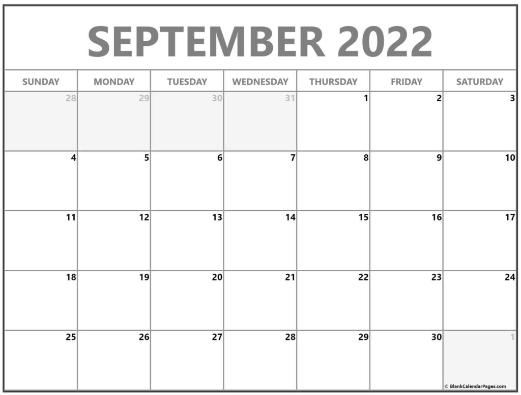 September 2022 Calendar Free Printable Calendar Templates