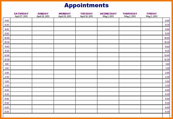 Weekly Appointment Calendar Template Awesome Appointment Book Templates 