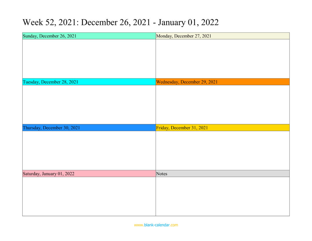 Weekly Calendar 2022 WORD EXCEL PDF 