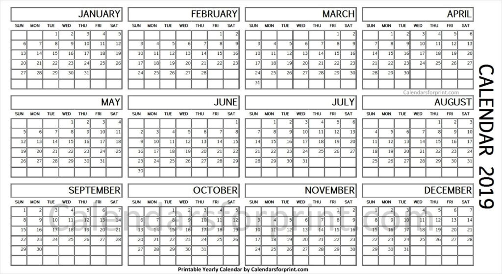 Year Calendar 1 Page Calendar Printables Free Templates