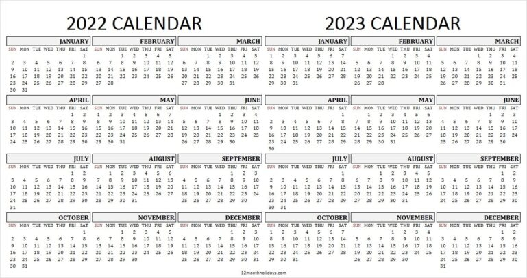 2022 2023 Academic Calendar Template Free Printable 2 Year Calendar