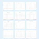 2022 Calendar Blank Monthly Calendar Printable Minimalist Etsy