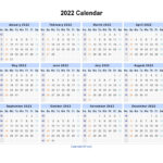 2022 Calendar Blank Printable Calendar Template In PDF Word Excel