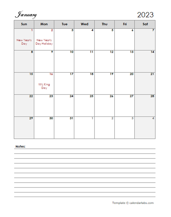 2023 Calendar Template Large Boxes Free Printable Templates