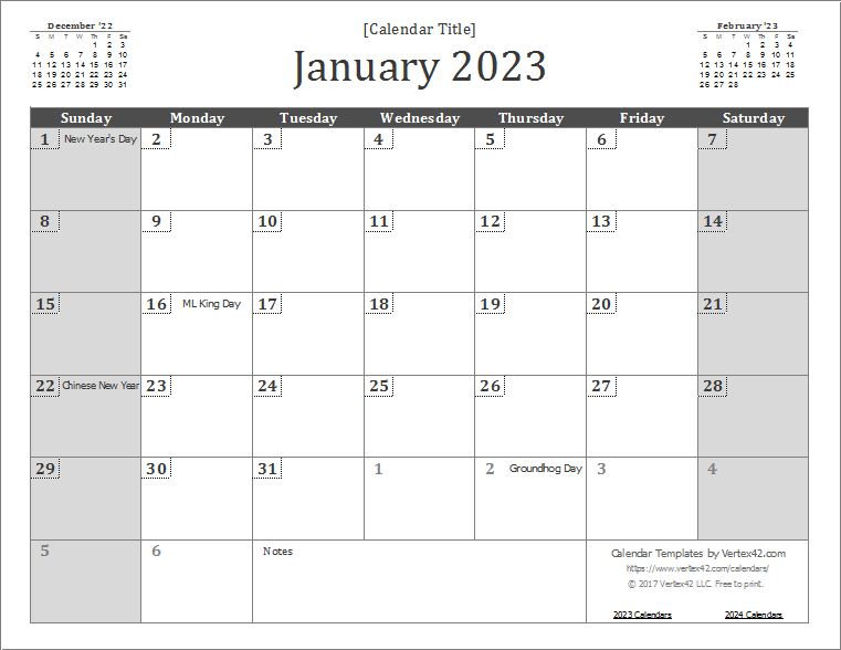 2023 Calendar Templates And Images