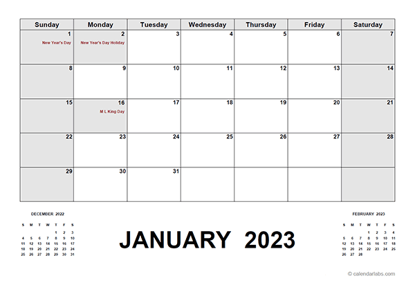 2023 Calendar With Holidays PDF Free Printable Templates