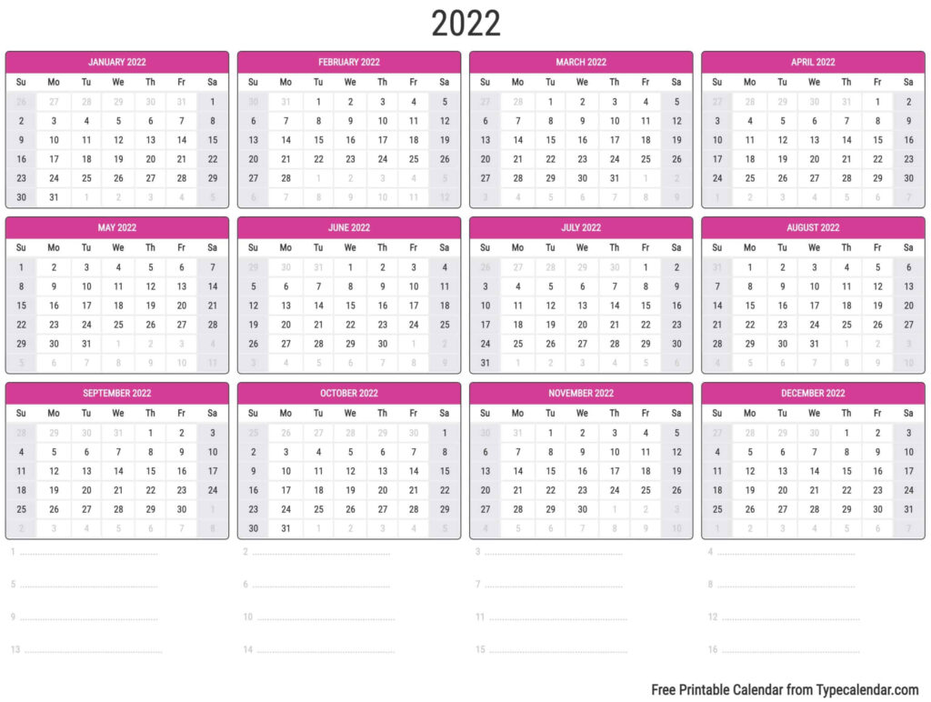 38 Free Printable 2022 Yearly Calendar Printable Gif My Gallery Pics