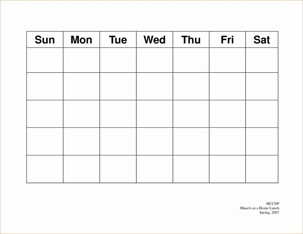 5 Day Schedule Template Elegant Free Printable 5 Day Monthly Calendar 