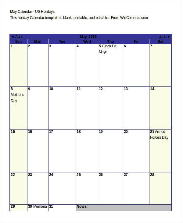 8 Blank Printable Calendar Templates Free Premium Templates