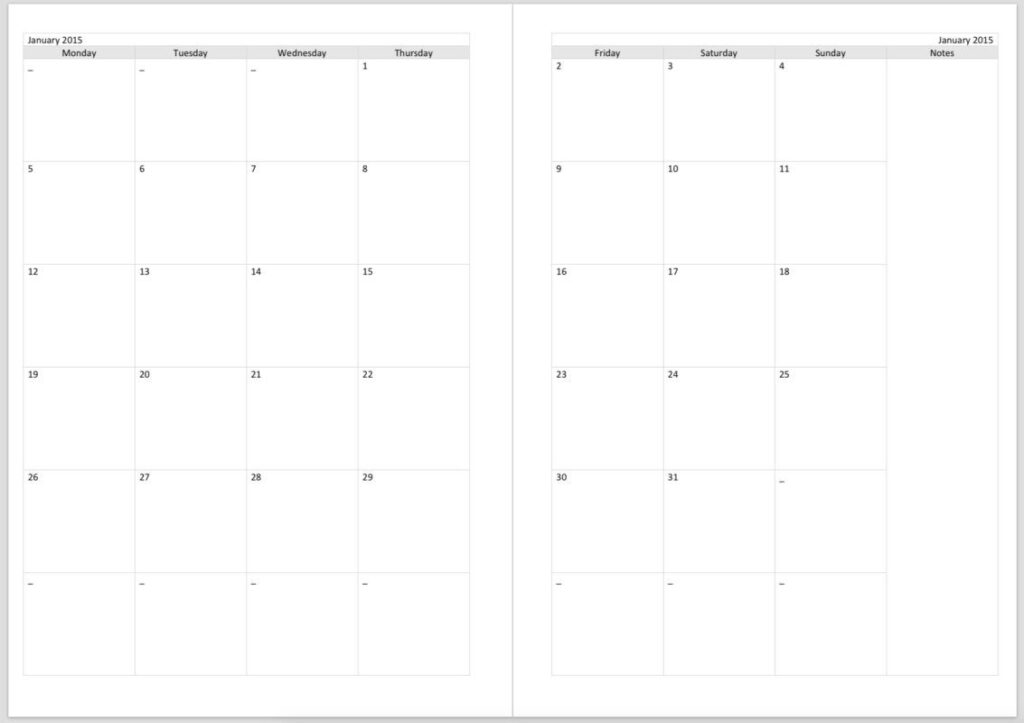A5 Calendar Printable Calendar Printables Monthly Calendar Template 