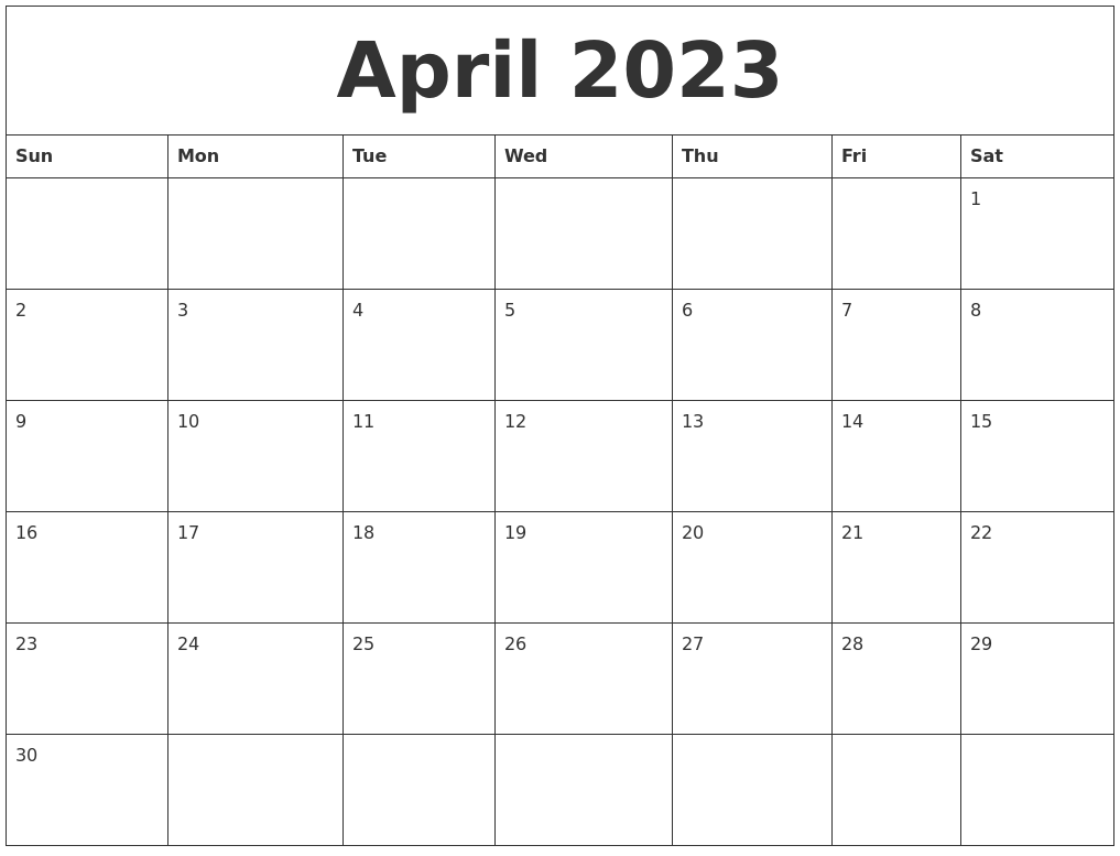 April 2023 Editable Calendar Template