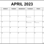 April 2023 With Holidays Calendar