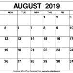 August 2019 Calendar August Calendar Editable Calendar Fillable