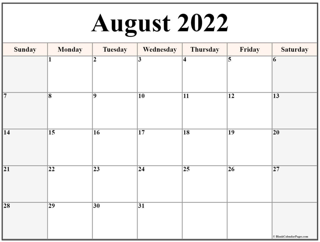 August 2022 Calendar Free Printable Calendar Templates