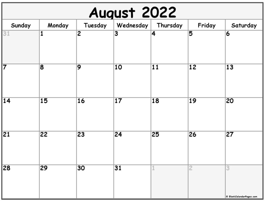 August 2022 Calendar Free Printable Calendar Templates