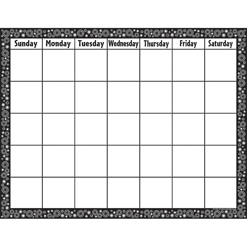 Black white Crazy Circles Blank Calendar Chart Wall Desk Calendars 