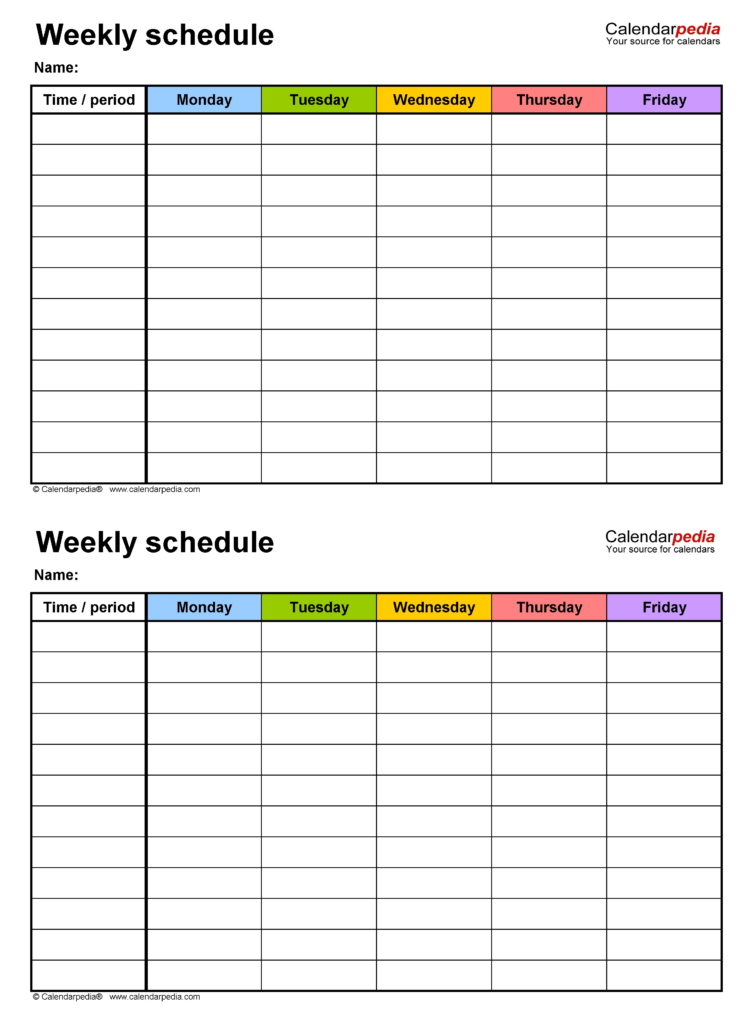 Blank Academic Week By Week Calendar Calendar Template Printable