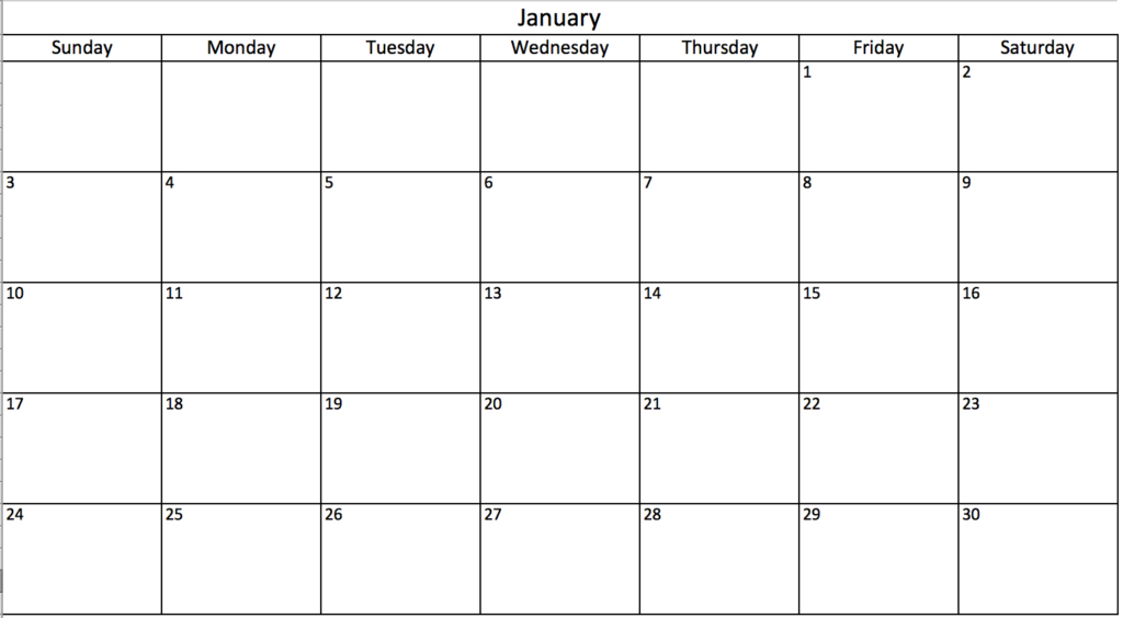 Blank Calendar 1 31 Calendar Printable Free