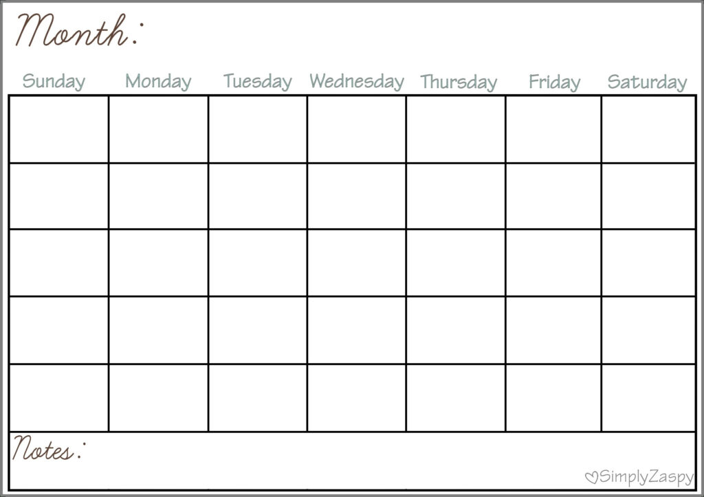 Blank Calendar Chart For Classrooms Template Calendar Printable 