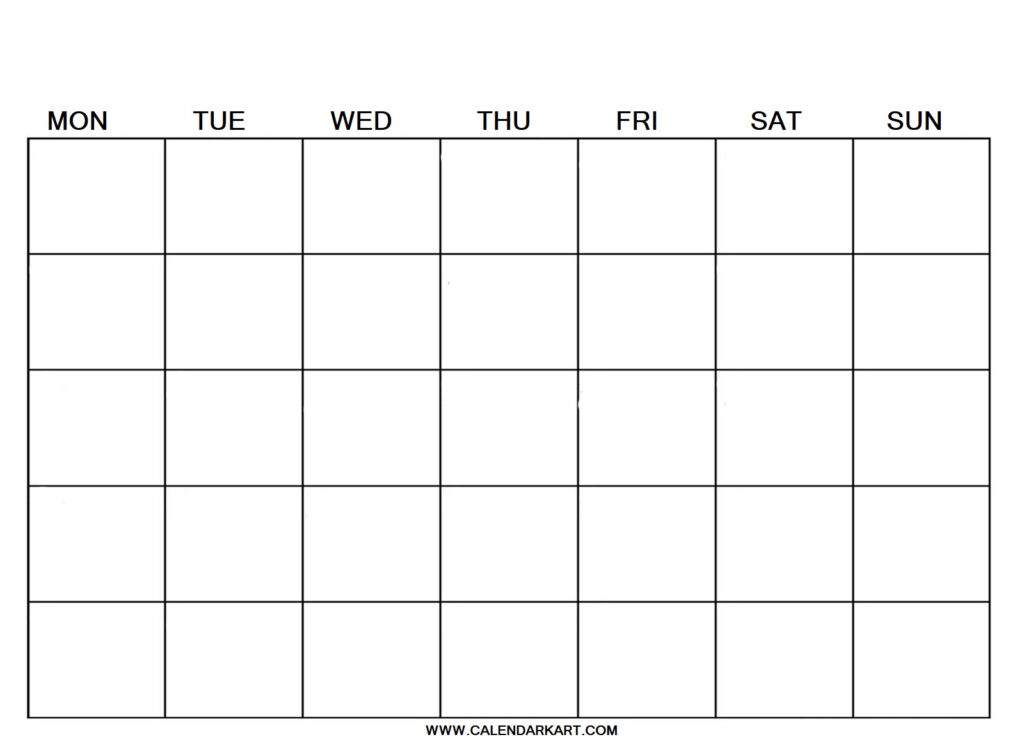 Blank Calendar Fillable Template Teaching Resources