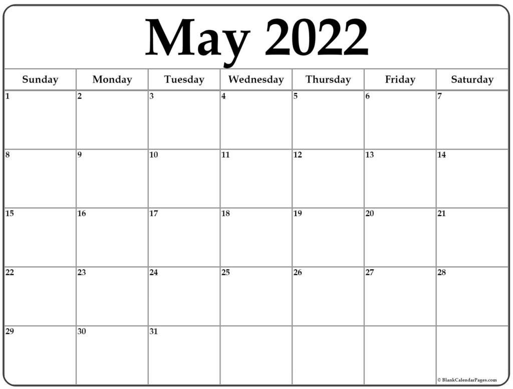 Blank Calendar May June 2022 Calendar Printable 2022