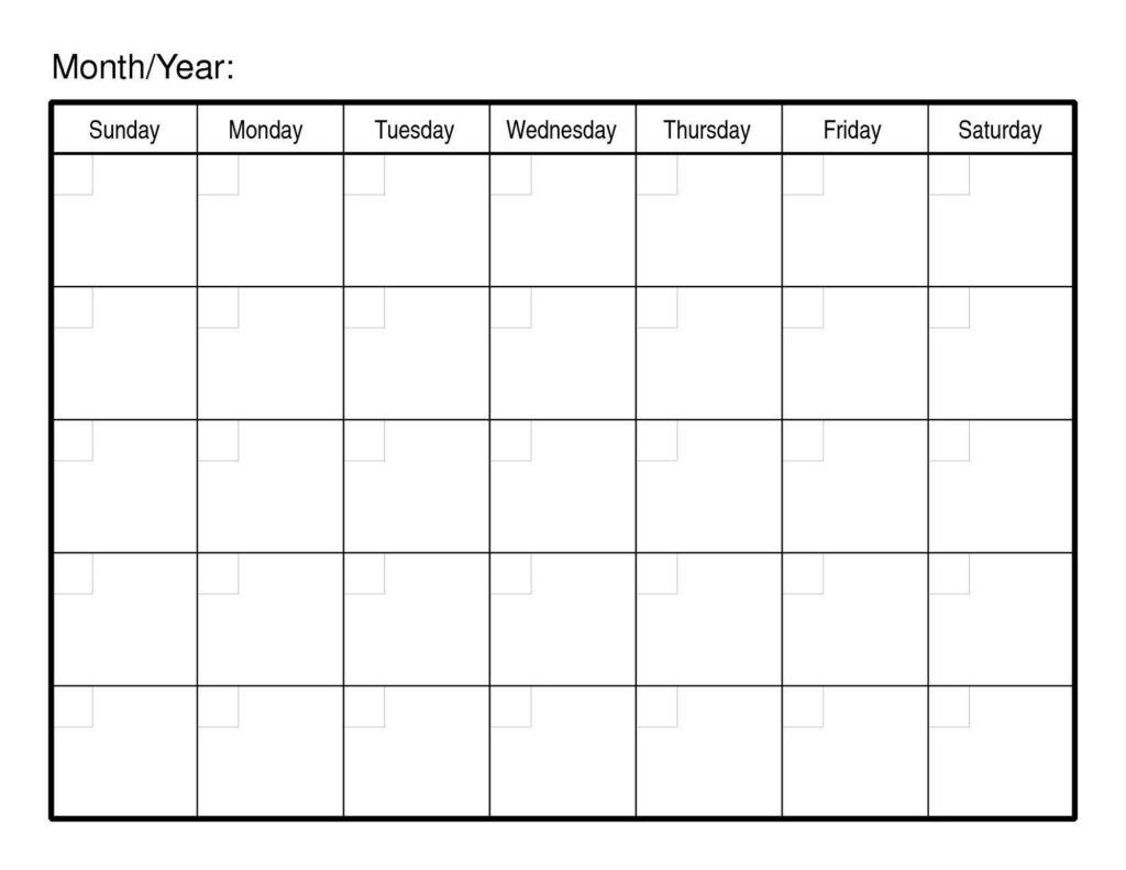 Blank Month At A Glance Printable Calendar Example Calendar Printable