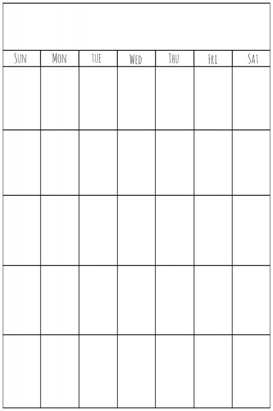 Blank Vertical Calendar Free Calendar Template