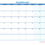 December Monday 2023 Blank Calendar Calendar Quickly