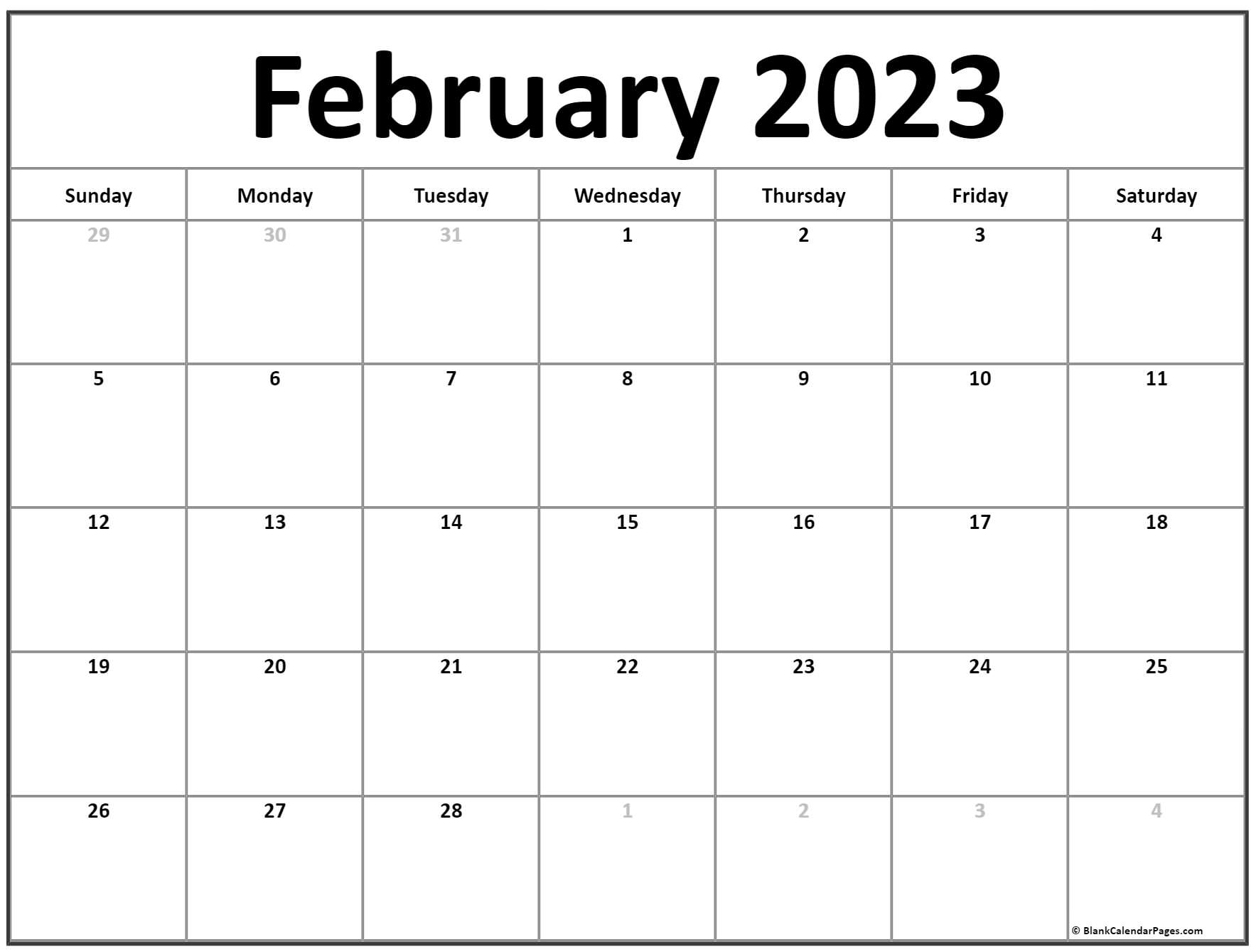 February 2023 Calendar Free Printable Calendar Templates