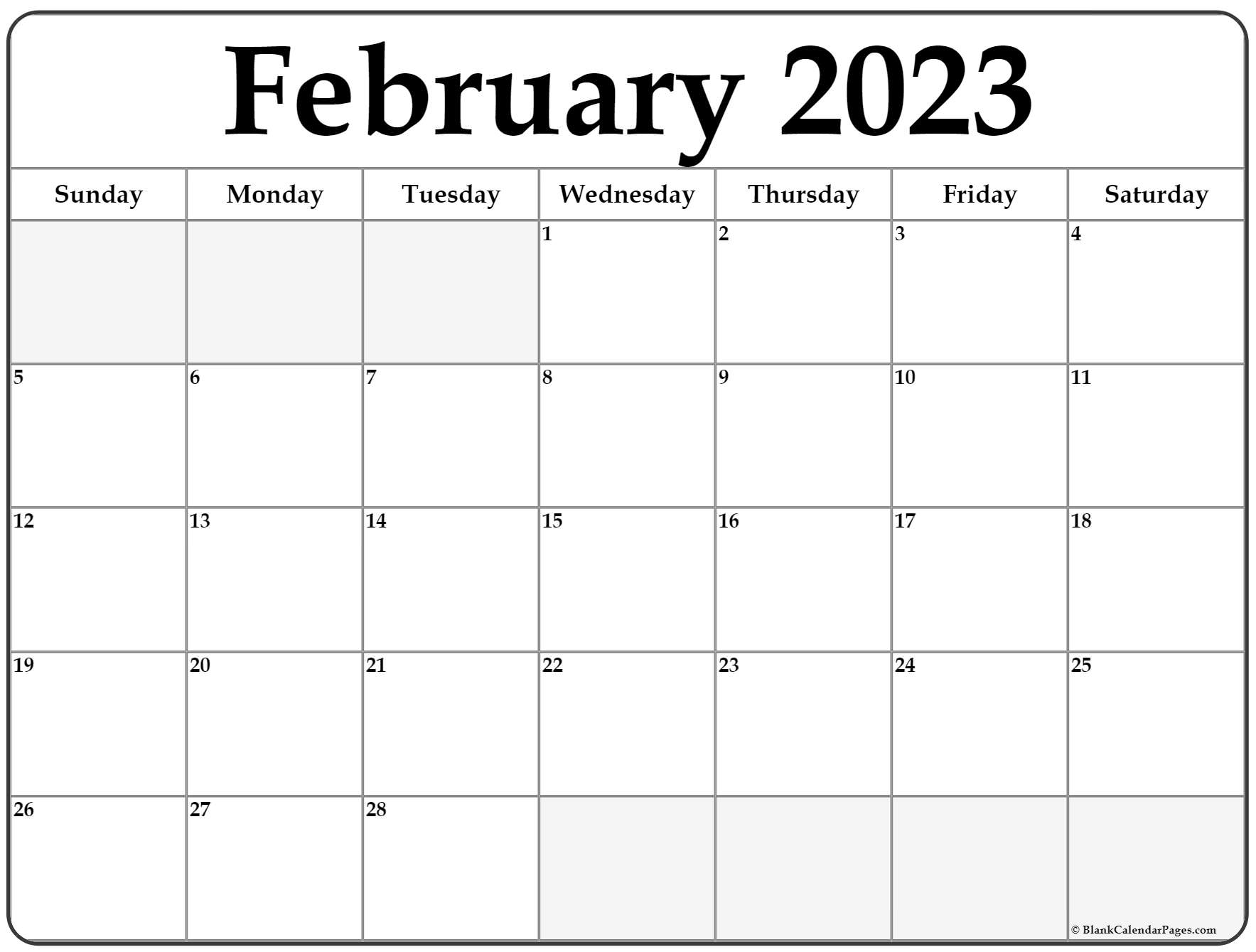 February 2023 Calendar Free Printable Calendar Templates