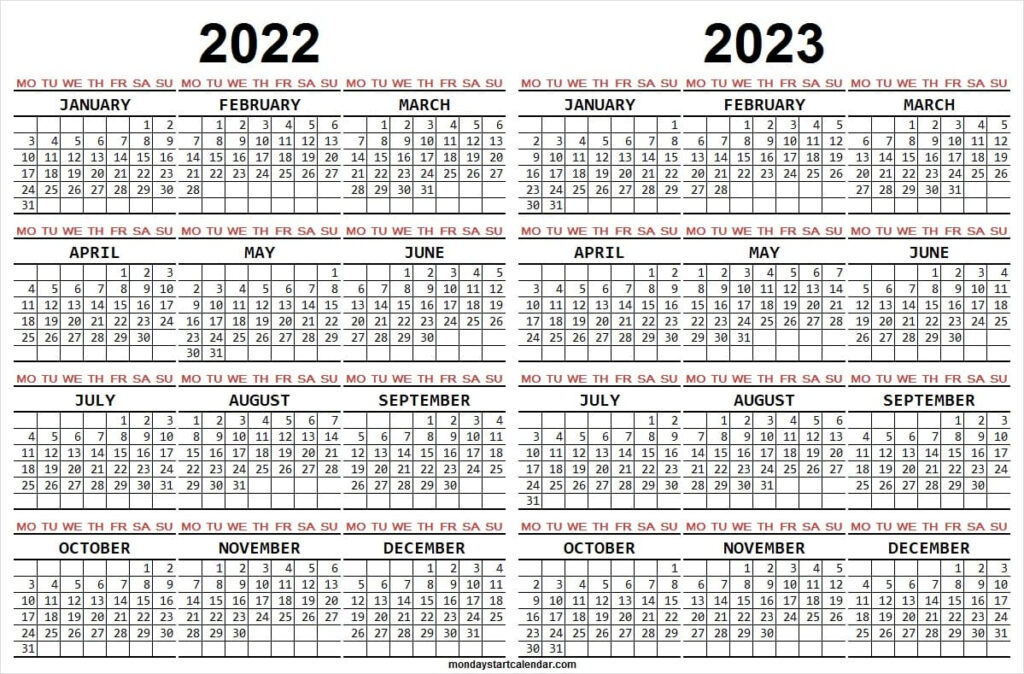 Free Calendar 2022 2023 Template Yearly Calendar Template