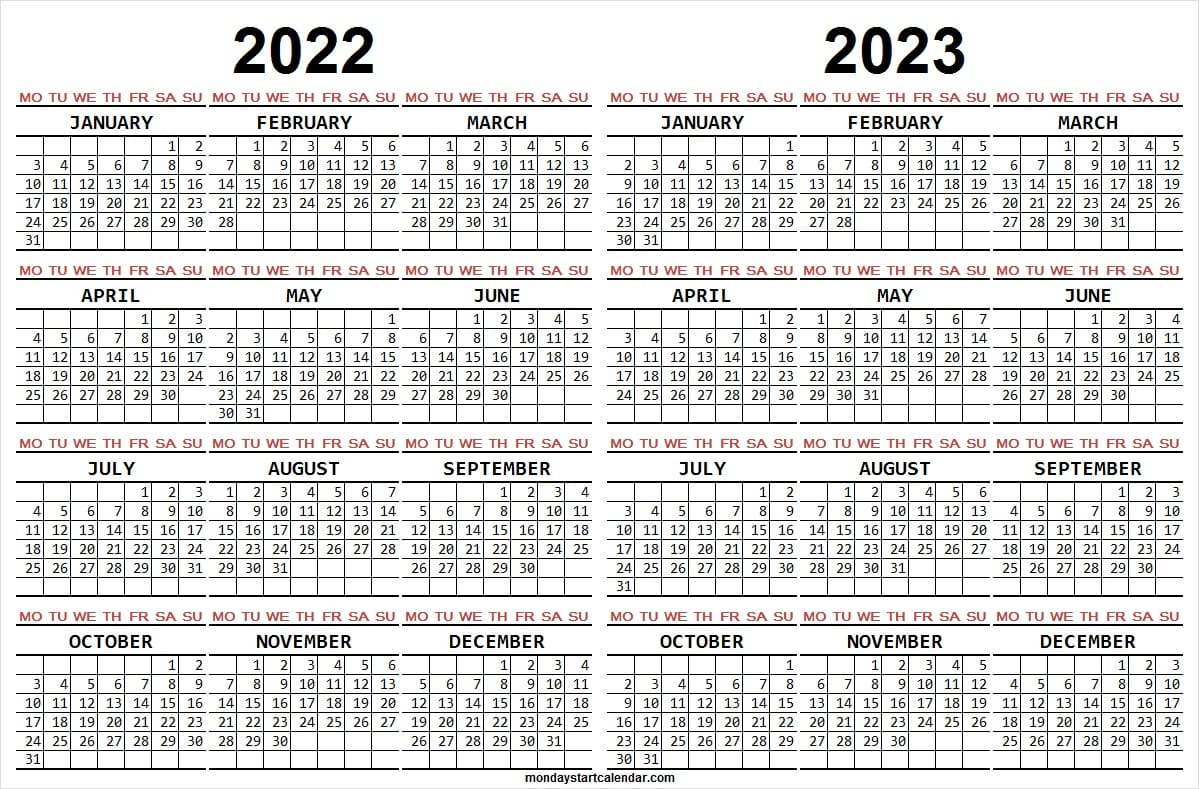 Free Calendar 2022 2023 Template Yearly Calendar Template