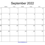 Free Download Blank Printable Calendar September 2022 PDF