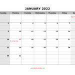 Free Download Printable Calendar 2022 Large Box Grid Space For Notes
