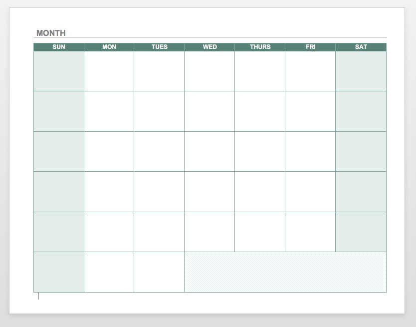 Free Monthly Calendar Template Word Excel PDF