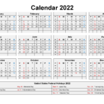 Free Printable Yearly 2022 Calendar With Holidays As Word PDF