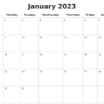 January 2023 Blank Calendar Pages