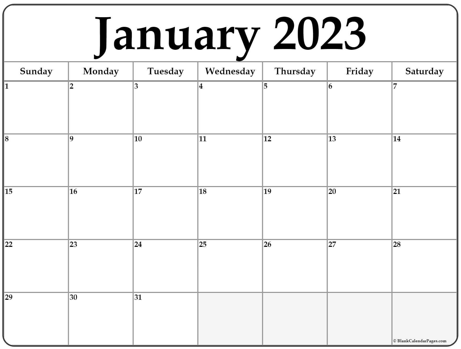 January 2023 Calendar Free Printable Calendar Templates