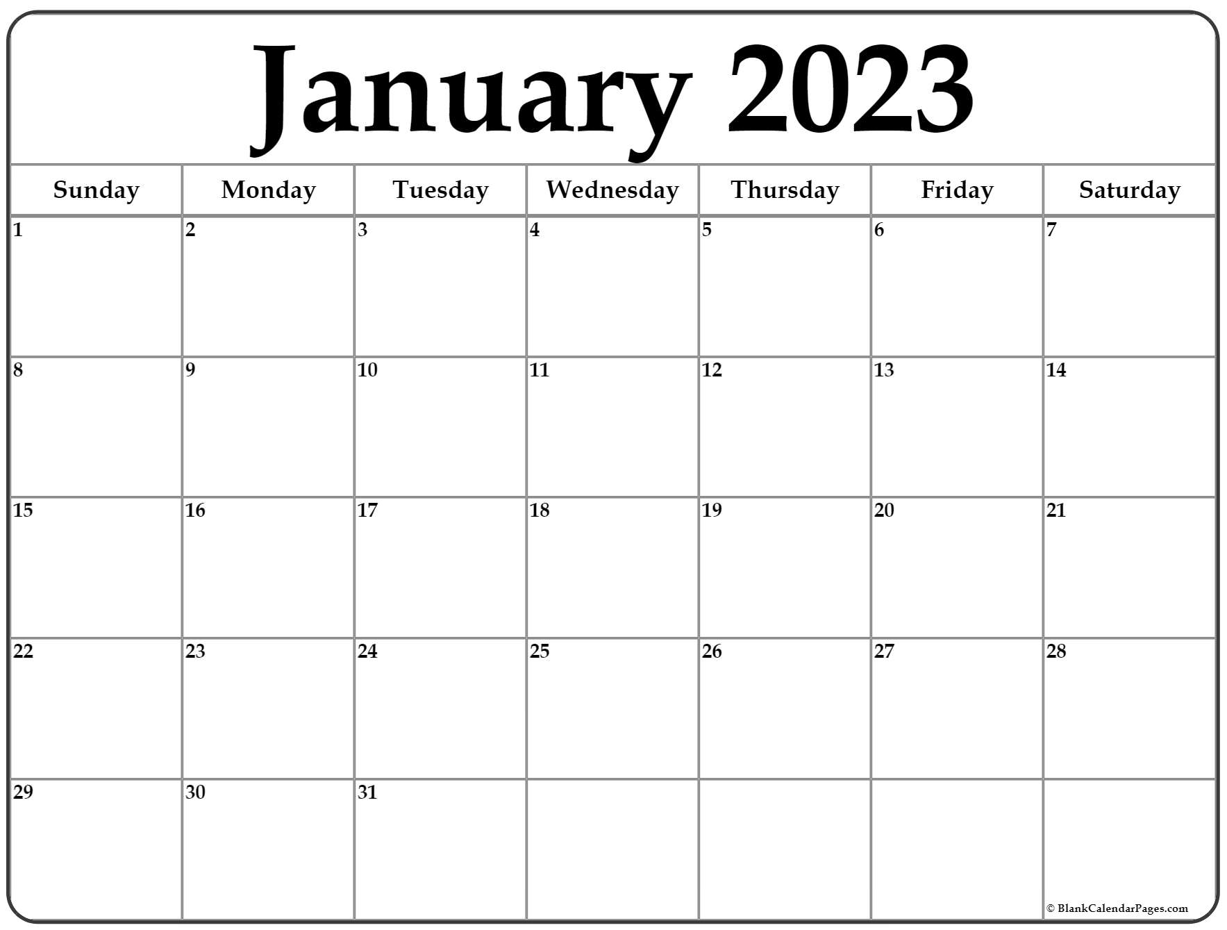 January 2023 Calendar Free Printable Calendar Templates