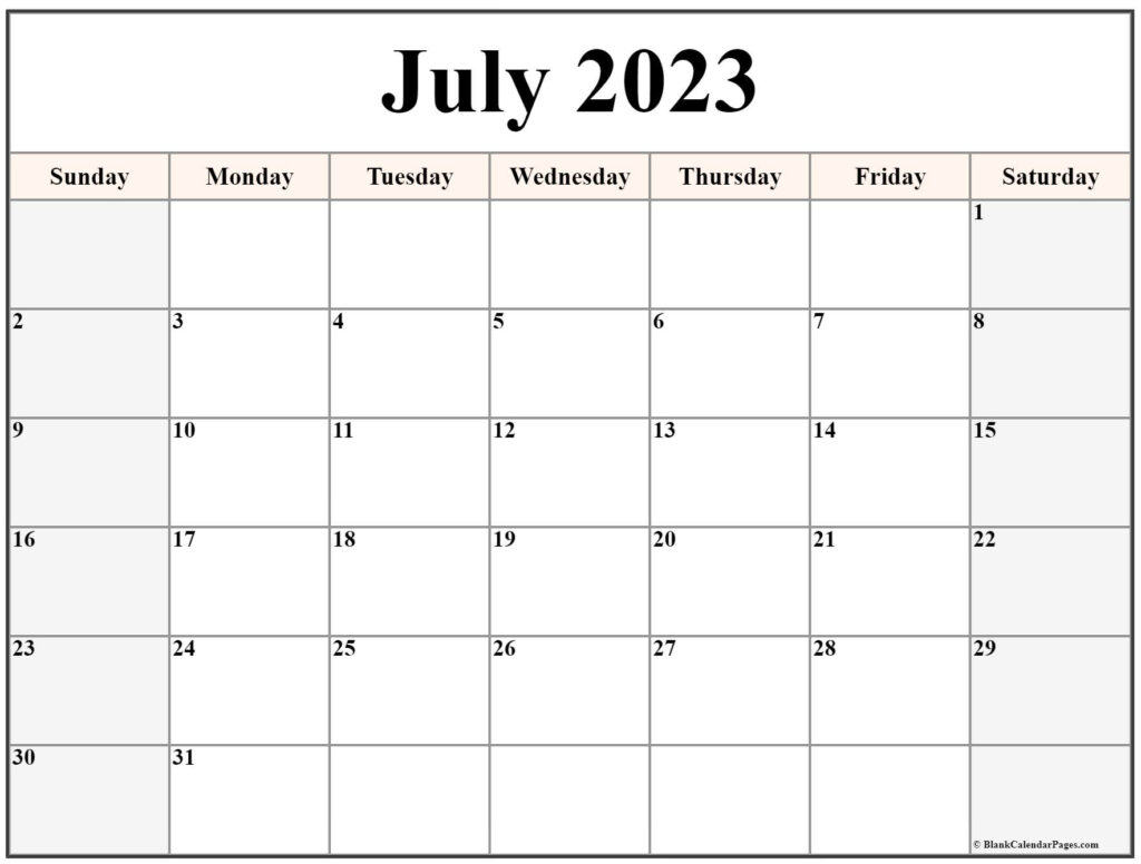 July 2023 Calendar Free Printable Calendar