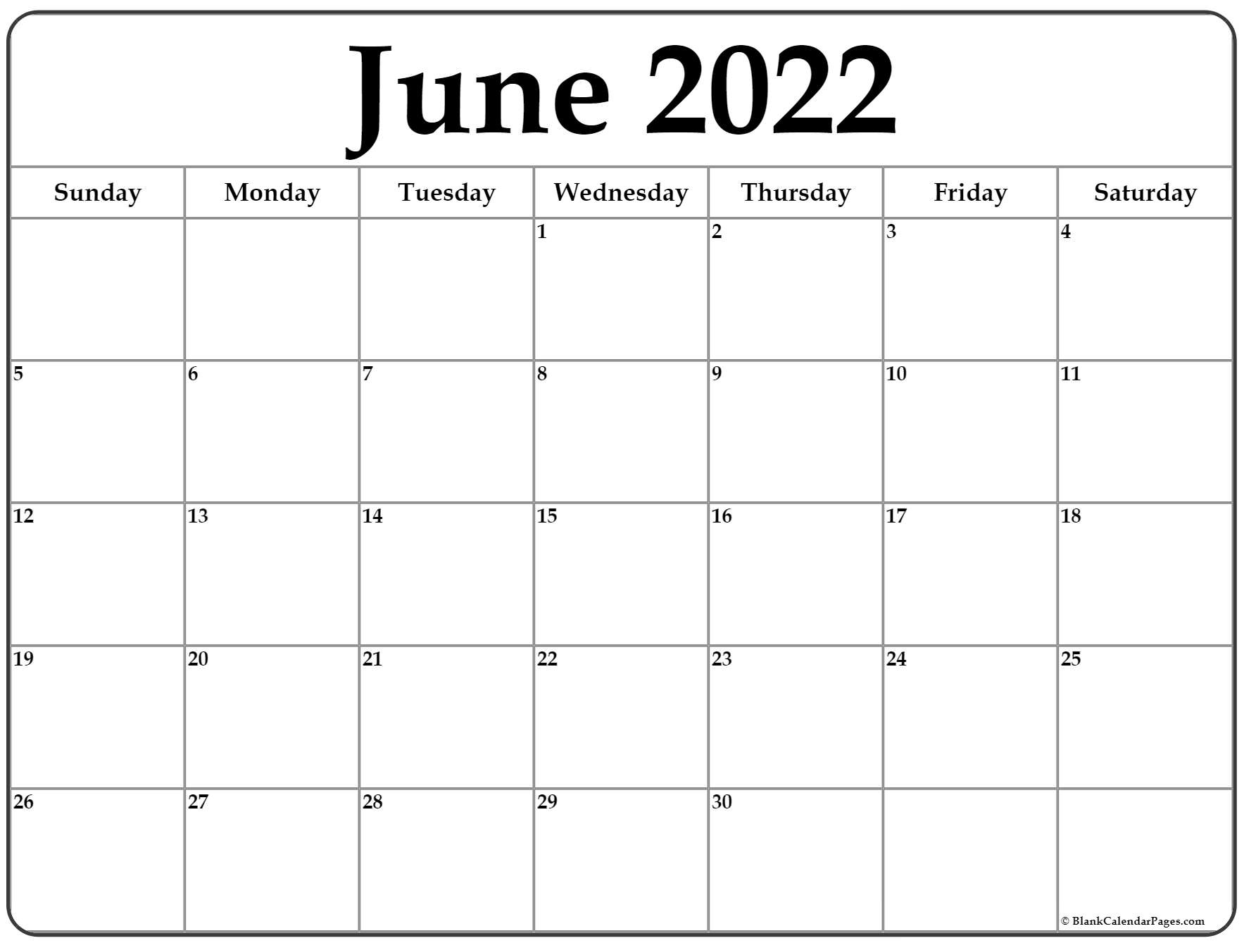 June 2022 Calendar Free Printable Calendar Templates