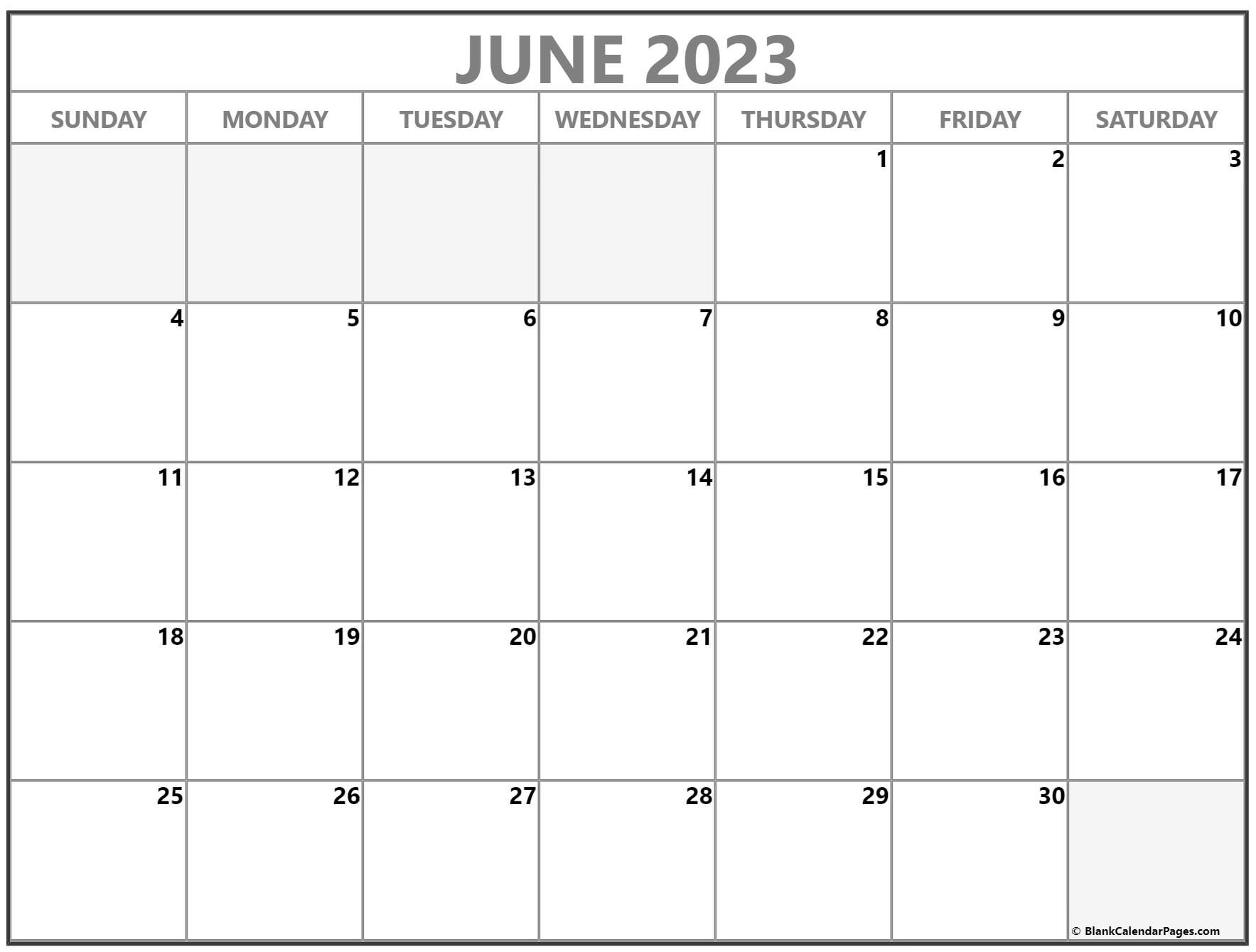 June 2023 Calendar Free Printable Monthly Calendars