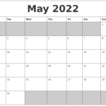 May 2022 Blank Printable Calendar