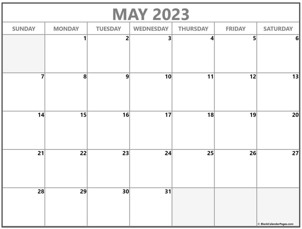 May 2023 Calendar Free Printable Monthly Calendars