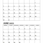 May June 2022 Calendar Monday Start Editable Two Months Template