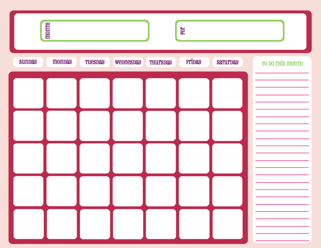 Monthly Calendar Events Template Table Free Printable Calendar 