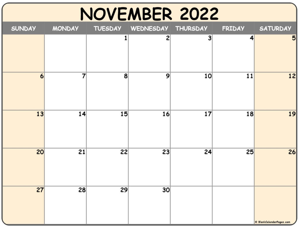 November 2022 Calendar Free Printable Calendar Templates