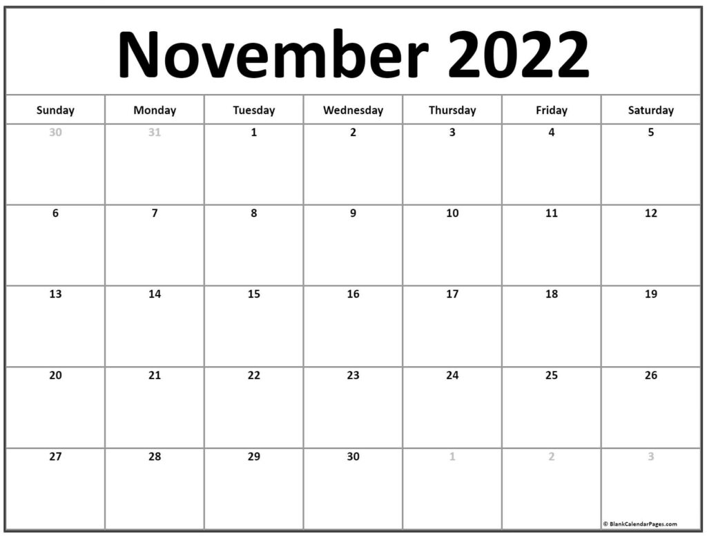 November 2022 Calendar Free Printable Calendar Templates