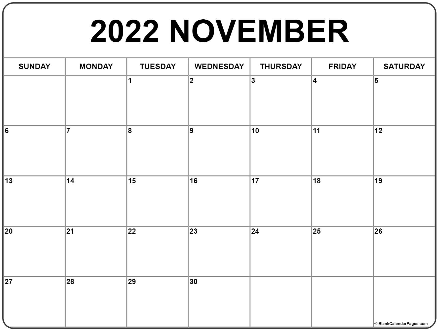 November 2022 Calendar Free Printable Calendar Templates