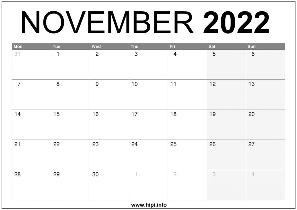 November 2022 UK Calendar Printable Free Hipi info Calendars 